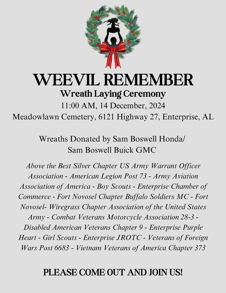 Weevil Remember-Wreath Laying Ceremony